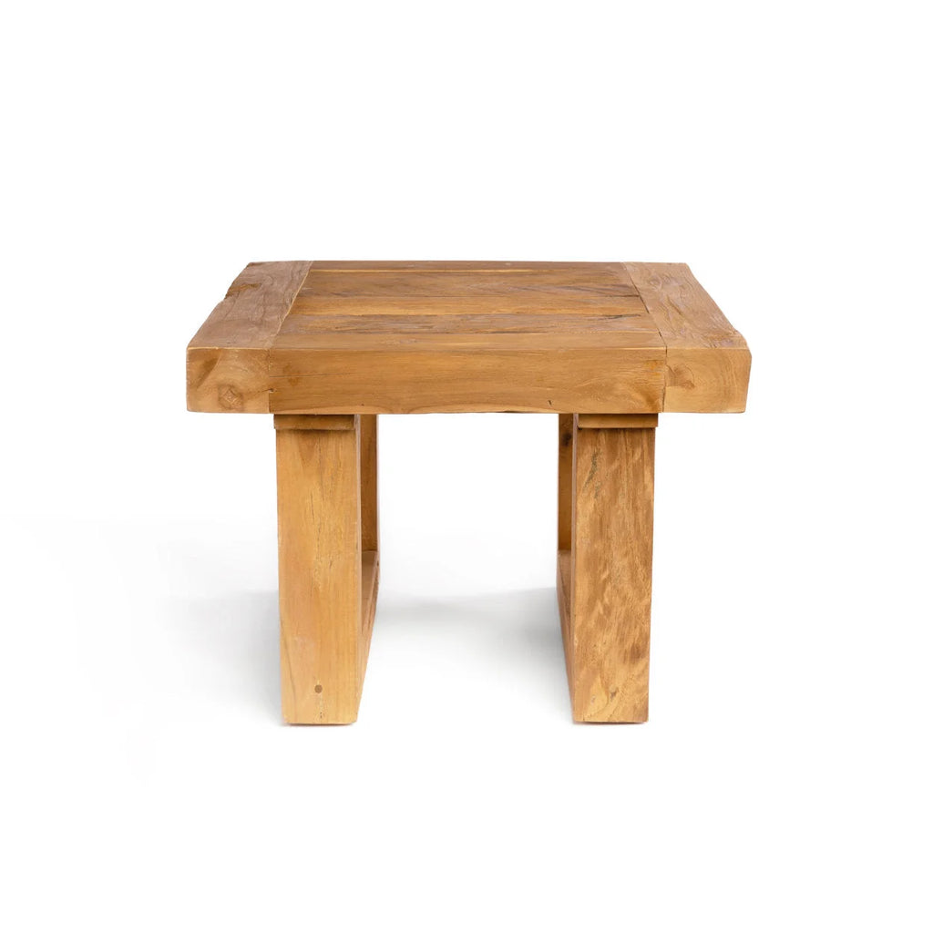 Table d’appoint carrée en teck recyclé – Finition naturelle – 50x50 cm