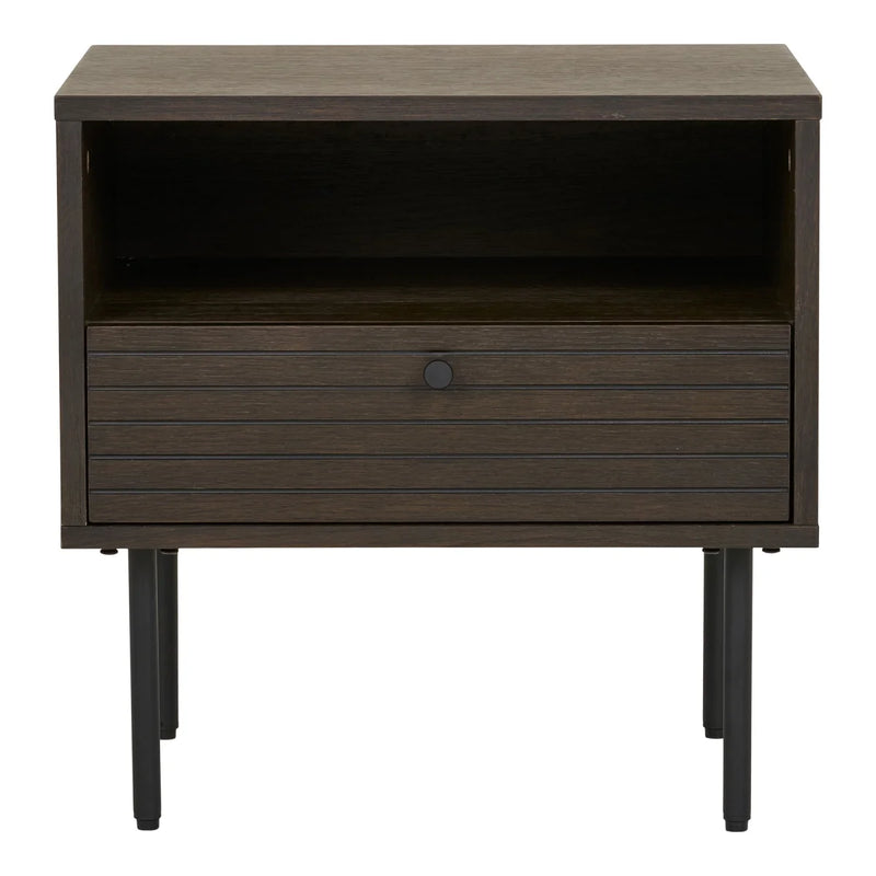 Table d'appoint en chêne fumé avec tiroir 50x40x50 cm
