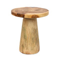 Table d’appoint conique en bois de Munggur naturel avec plateau rond et base conique