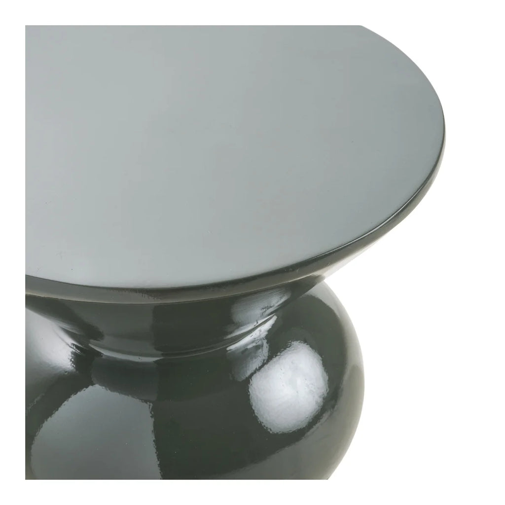 Tabouret en céramique noire laquée, forme sablier, Ø34 cm