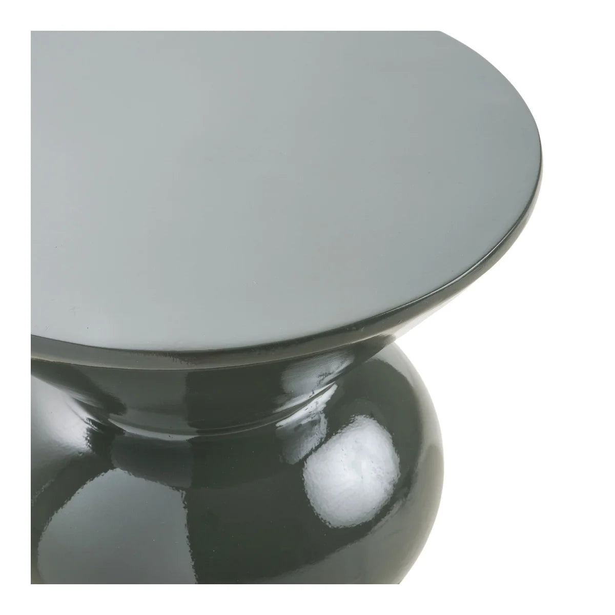 Tabouret en céramique noire laquée, forme sablier, Ø34 cm