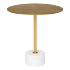 Table d’appoint ronde en marbre blanc et laiton doré Ø51x52 cm