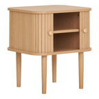 Table dappoint en pin et MDF naturelle à lattes verticales et boutons ronds
