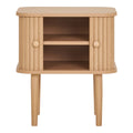 Table dappoint en pin et MDF naturelle 2 portes 45x50 cm en bois clair de chêne