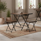 Table d’appoint pliante en bois recyclé et métal brun vieilli 60x60 cm