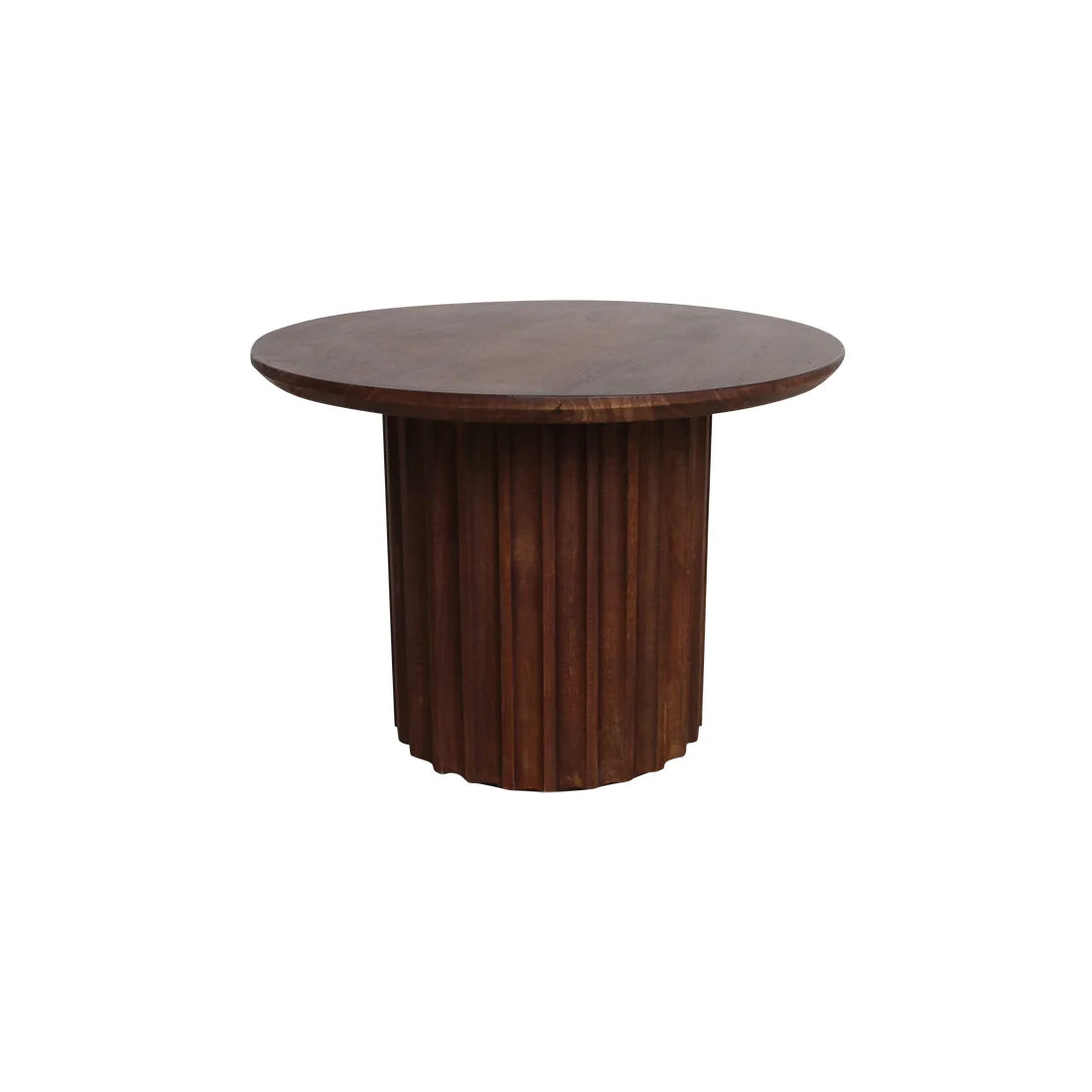 Table d’appoint ronde en bois brun foncé cannelé, Ø55 cm