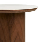 Table d’appoint ronde effet marbre blanc et bois noyer Ø40 cm
