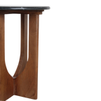 Table d’appoint ronde en marbre noir et bois sculpté – H50 cm