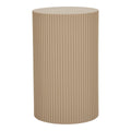 Table d’appoint ronde en MDF gris beige ø30x50 cm à texture cannelée