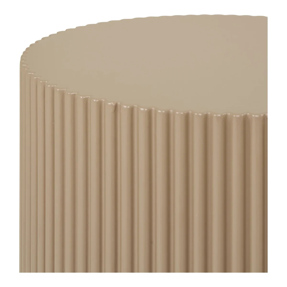 Table d’appoint ronde en MDF gris beige ø30x50 cm à flûtes verticales