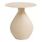 Table d’appoint ronde en métal émaillé beige sable, Ø36 x H40 cm