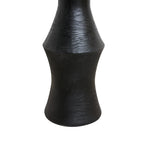 Vase céramique noir texturé à côtes sur base évasée, Ø50 cm