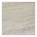 Table d’appoint en travertin beige avec veines naturelles polies