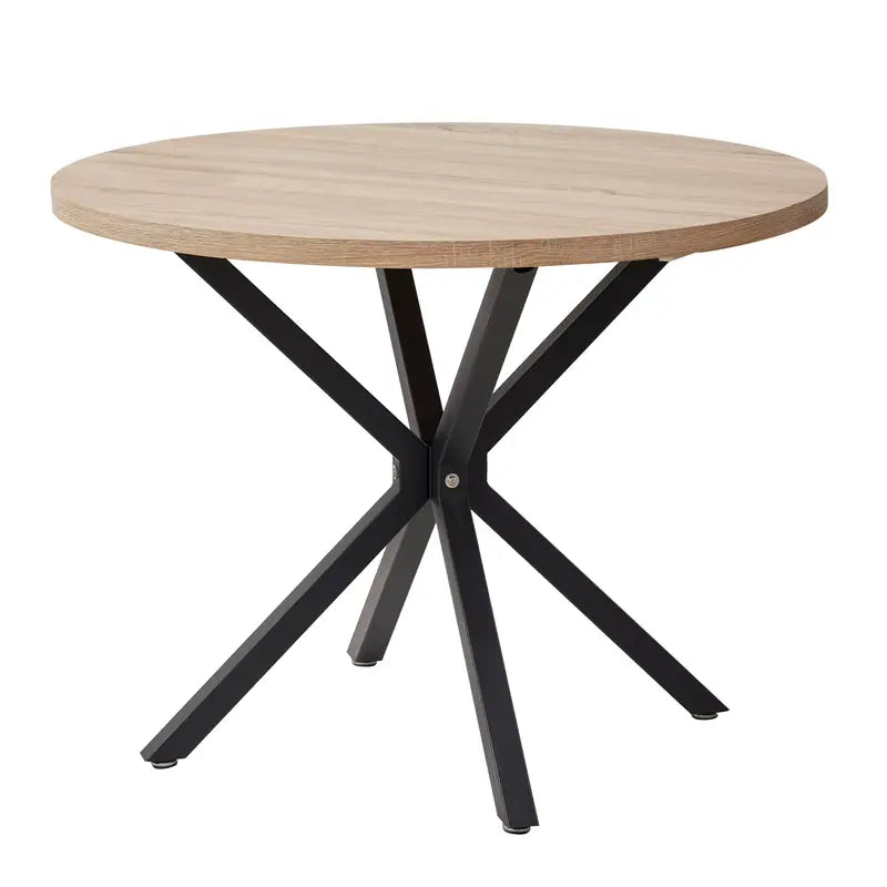 Table ronde en bois et métal