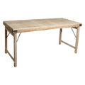 Table pliante en bois recyclé naturel avec renforts métal noir, 165x75 cm