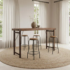 Table pliante vintage en bois brun avec piétement métal, 170x60 cm