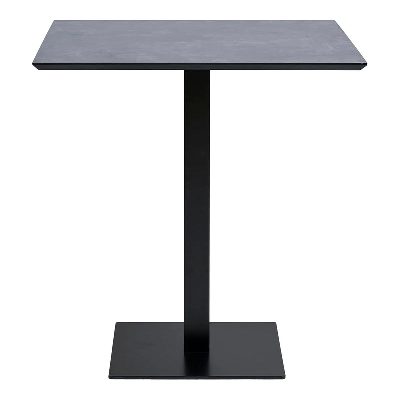 Table rectangulaire effet pierre foncée et pied métal noir – 70x70 cm