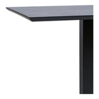 Table rectangulaire verre noir effet pierre foncée et pieds métal noir 70x70 cm