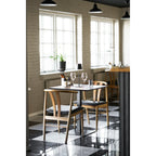 Table rectangulaire 70x70 cm effet pierre foncée pied métal noir