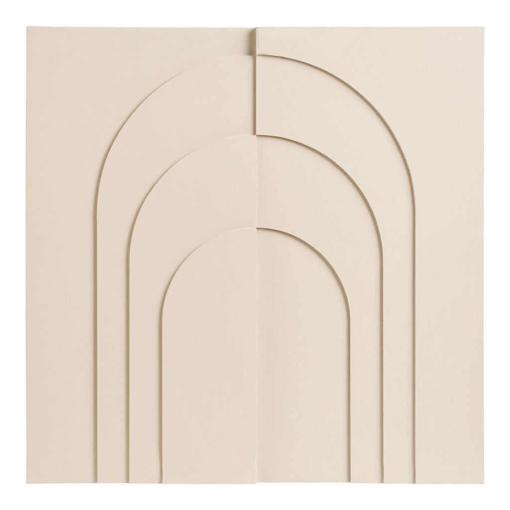 Tableau mural beige en relief avec motifs d’arcs concentriques 60x60 cm