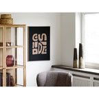 Poster tableau mural tufté noir et beige en relief organique 50x70 cm