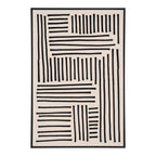 Tableau abstrait moderne noir et beige 60x90 cm encadré MDF