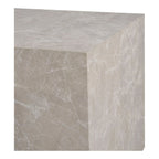 Set de 2 tables basses cubiques en marbre beige effet, gris clair veiné