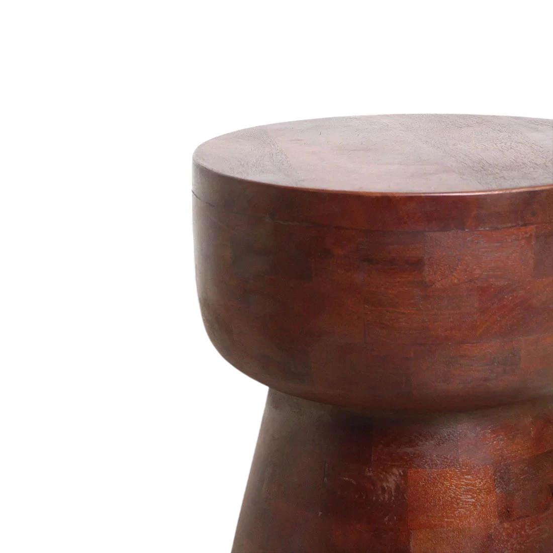 Tabouret en bois de manguier brun sculpté forme sablier, H45 cm