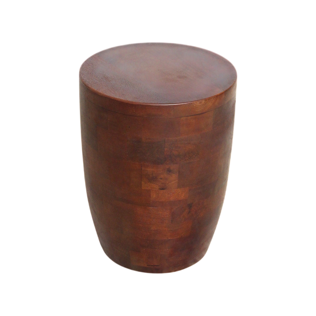 Tabouret en bois de manguier brun forme tambour Ø35xH45 cm