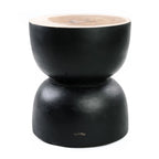 Tabouret en bois de suar noir 45 cm courbé artisanal