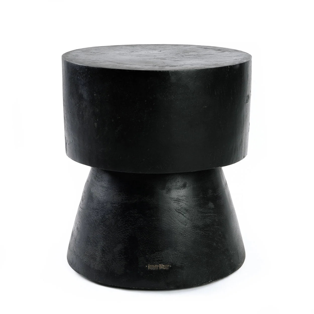 Tabouret en bois de suar noir 45 cm design épuré