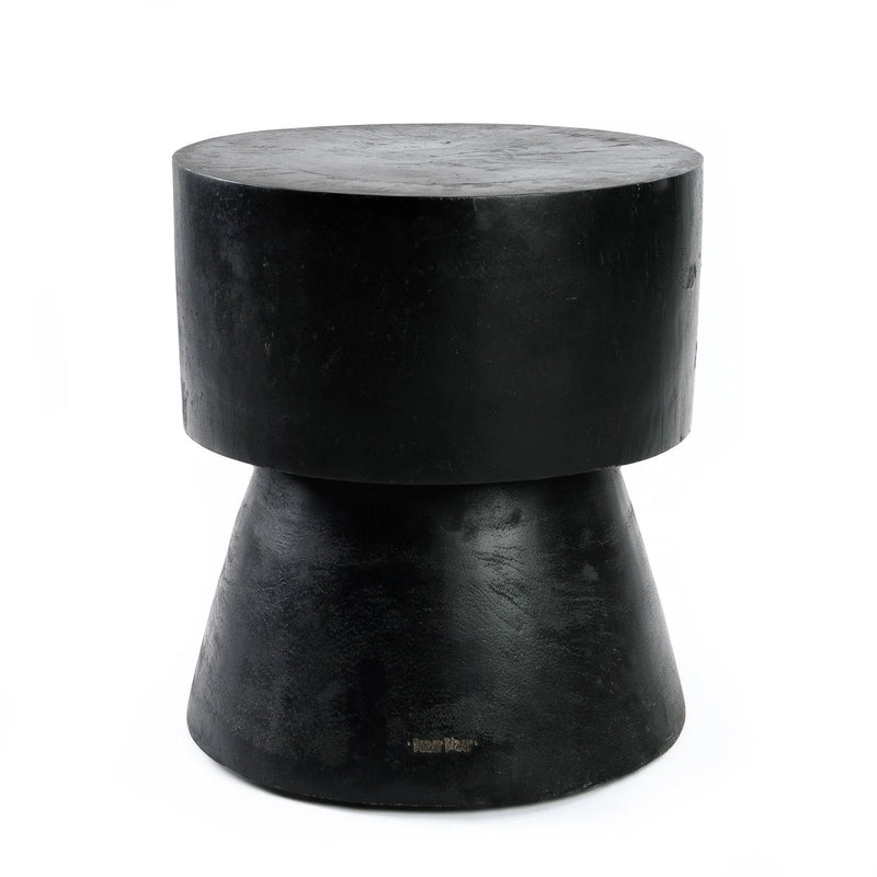 Tabouret en bois de suar noir 45 cm design épuré