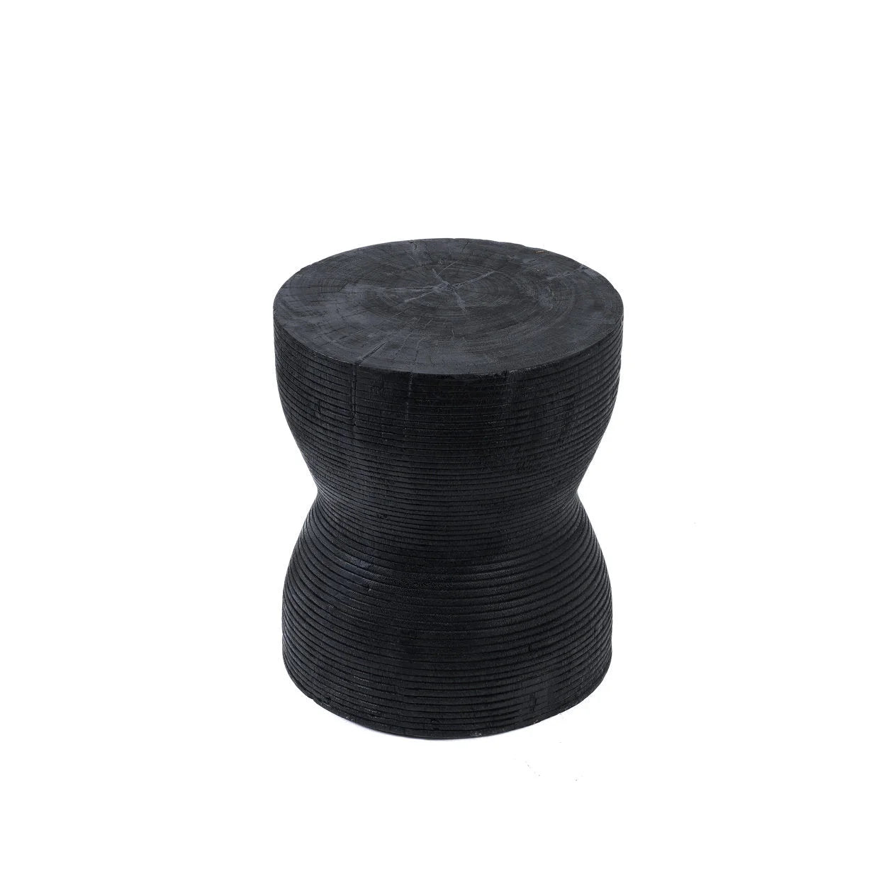Tabouret en bois de suar noir silhouette sculptée – H45 cm