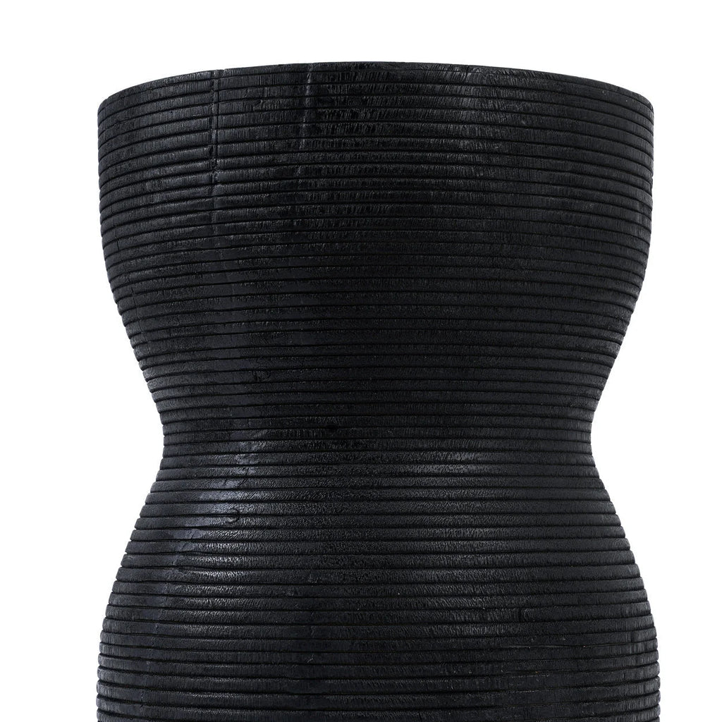 Tabouret en bois de suar noir silhouette sculptée – H45 cm