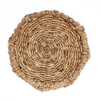 Tabouret en feuilles de bananier tressées naturel ajouré Ø49 cm, ronde beige en rotin texturé