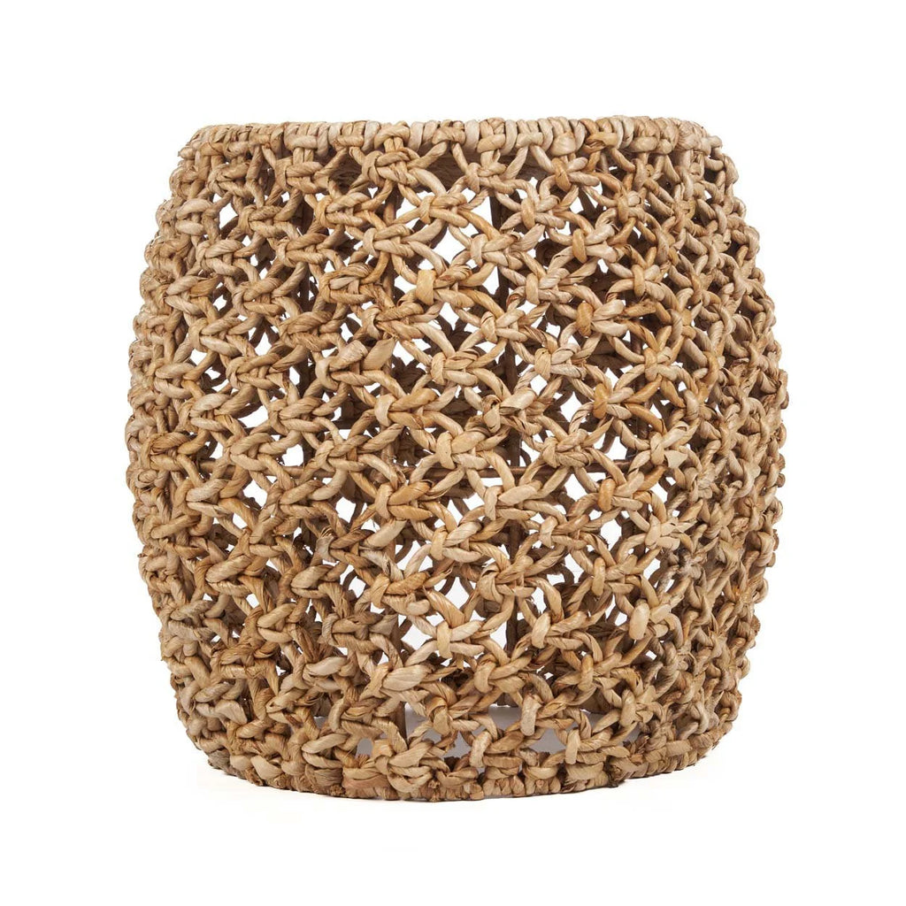 Tabouret en feuilles de bananier tressées naturel ajouré Ø49 cm