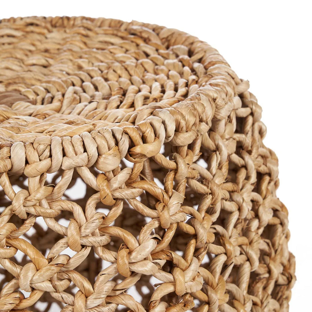 Tabouret en feuilles de bananier tressées naturel ajouré Ø49 cm