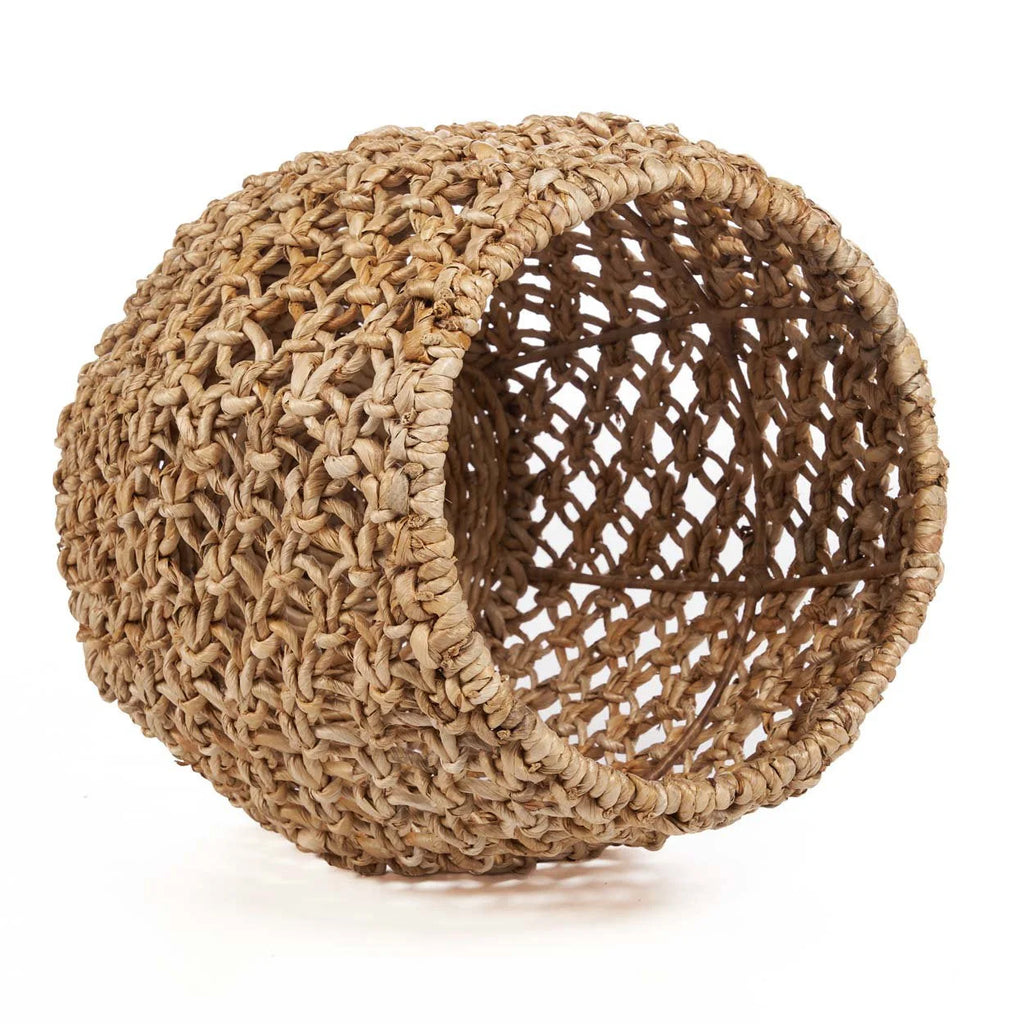 Tabouret en feuilles de bananier tressées naturel ajouré Ø49 cm texturé beige