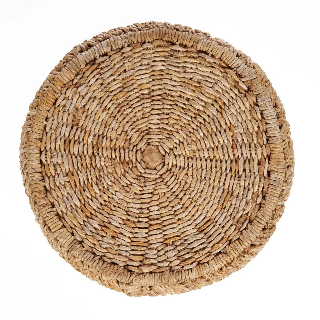 Tabouret en fibres naturelles tressées beige Ø48 cm, panier rotin cylindrique texturé