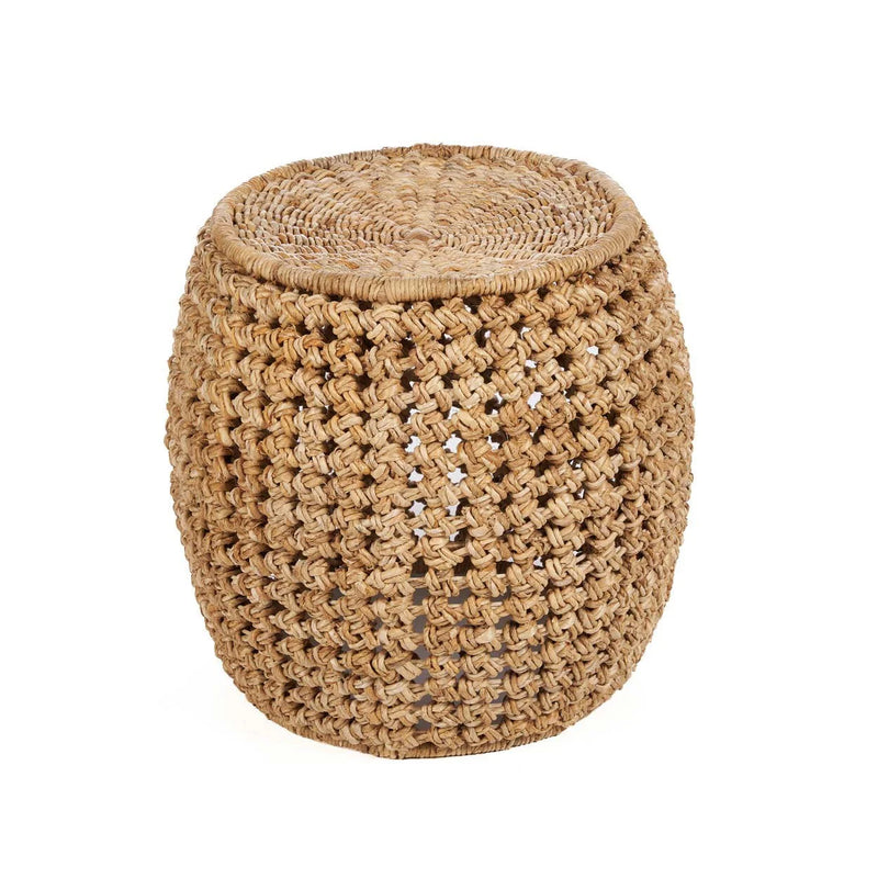 Tabouret en fibres naturelles tressées beige – Ø48 cm
