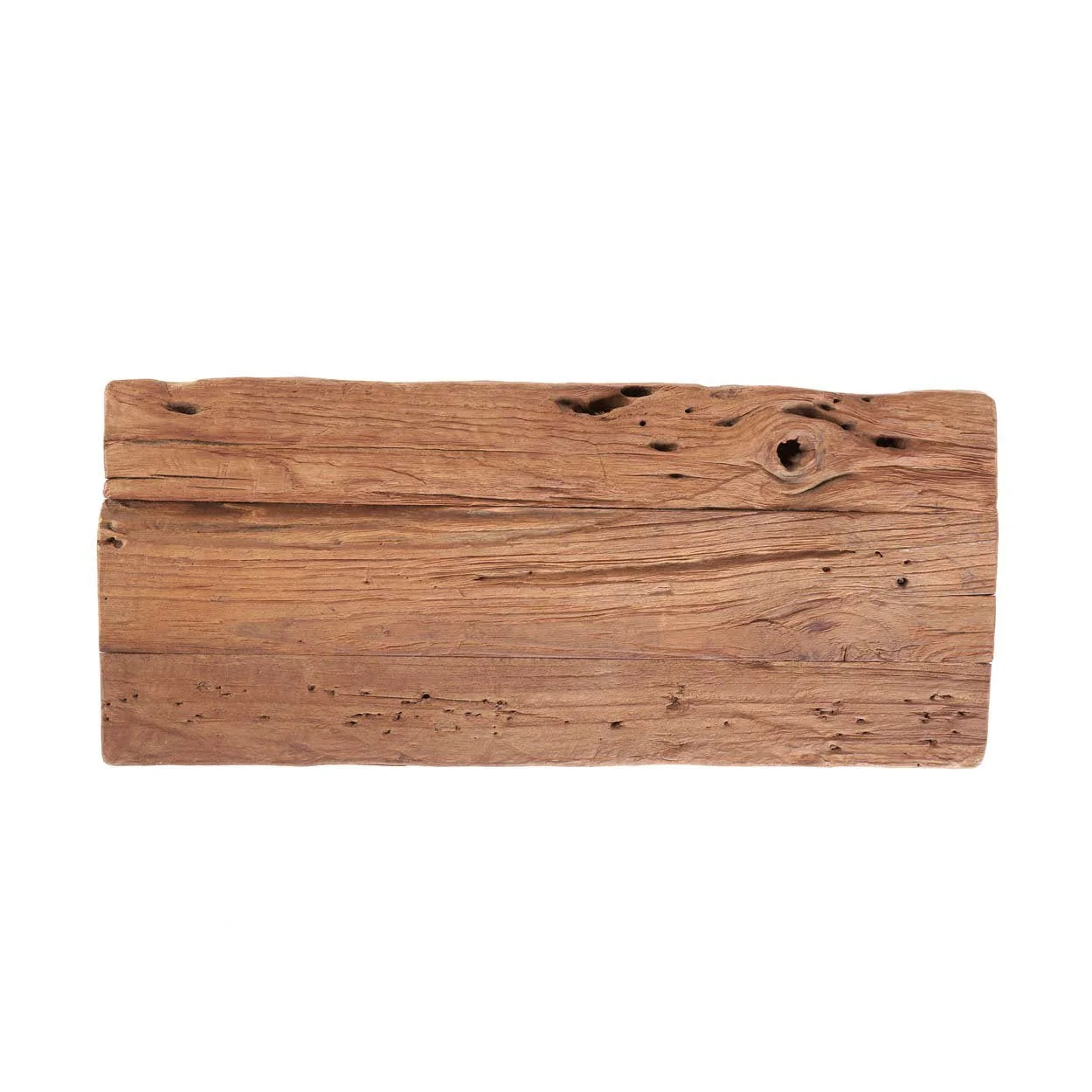 Tabouret rectangulaire en bois de teck naturel finition brute