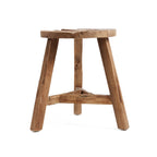 Tabouret rond en teck recyclé finition naturelle – H45 cm