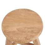 Tabouret rond en teck recyclé finition naturelle – H45 cm
