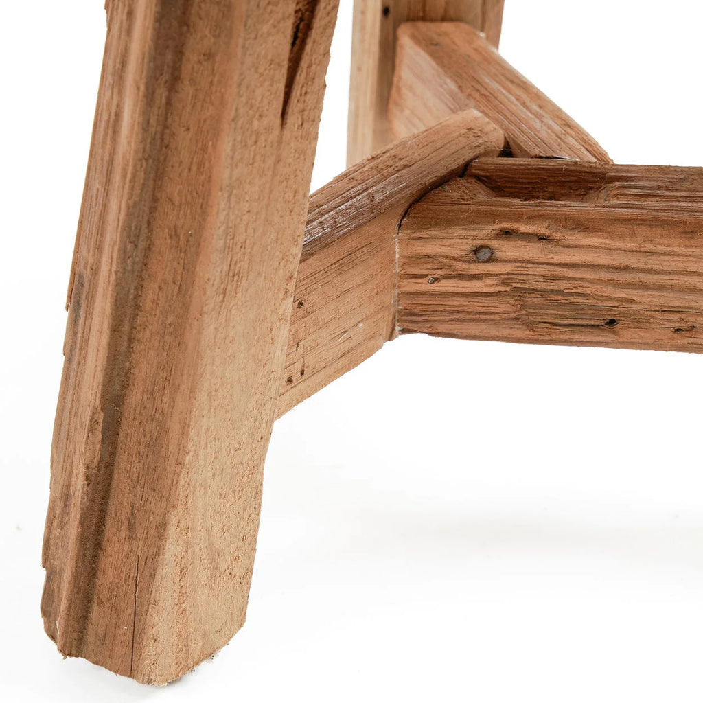 Tabouret rond en teck recyclé naturel – Ø30 cm