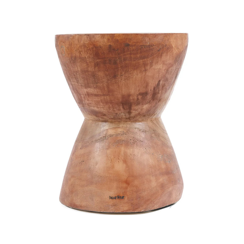 Tabouret ou table d’appoint en bois de suar naturel forme sablier – Ø40 cm