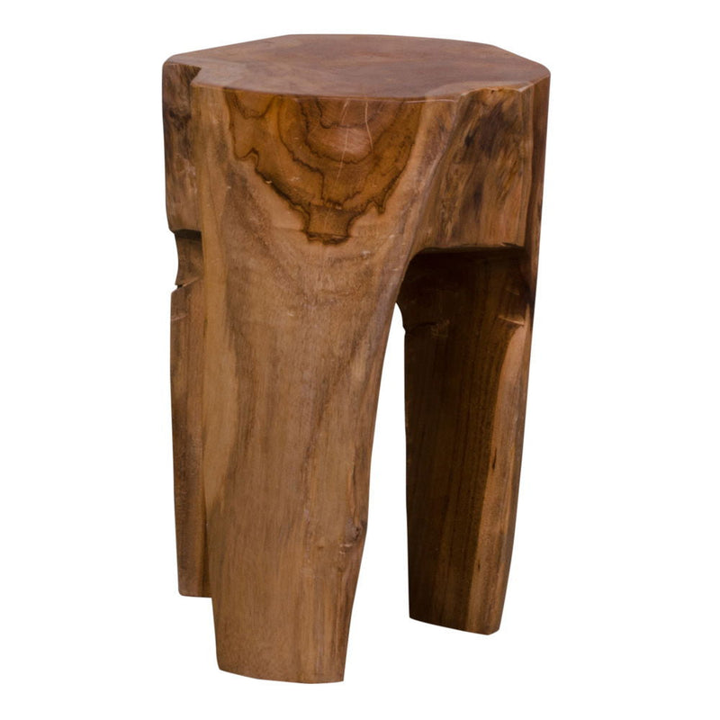 Tabouret en teck massif finition naturelle – Ø26x40 cm