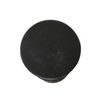 Tabouret en teck noir colonne H65 cm, surface lisse usée avec marques concentriques