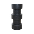 Tabouret en teck noir colonne H65 cm, vue arrière avec empilements cylindriques évasés