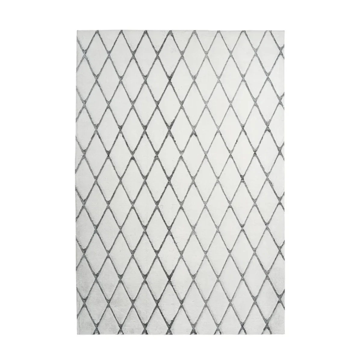 Tapis à motifs losanges blanc et gris en polyester doux 160x230 cm