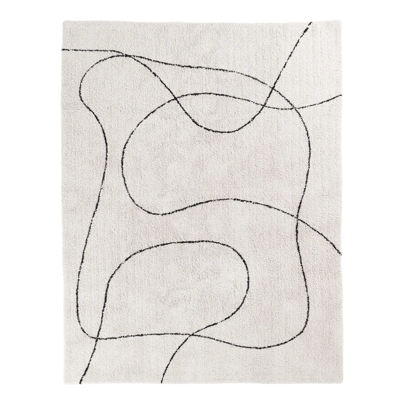 Tapis en coton noir et blanc imprimé 200x300 cm